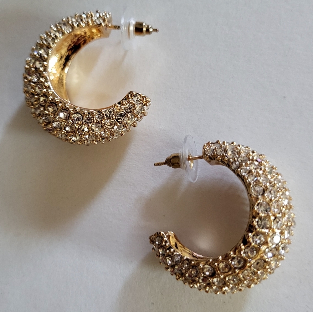 Gold CZ Encrusted Hoops